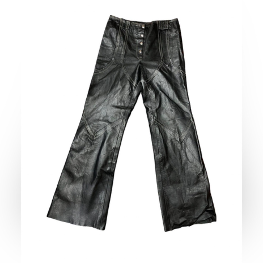 VINTAGE: western, leather pants, button front, 30